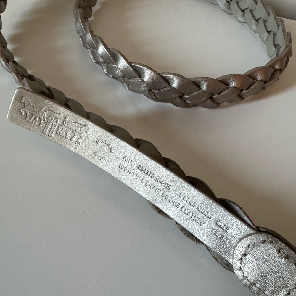 Levi's Silver Braided Leather Belt - Picture 3 of 3